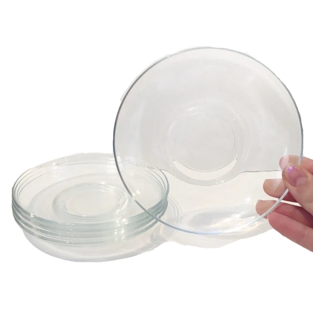 Vintage Arcoroc France Clear Glass Side Plates Set of 4 Tea Biscuits Bread Nice